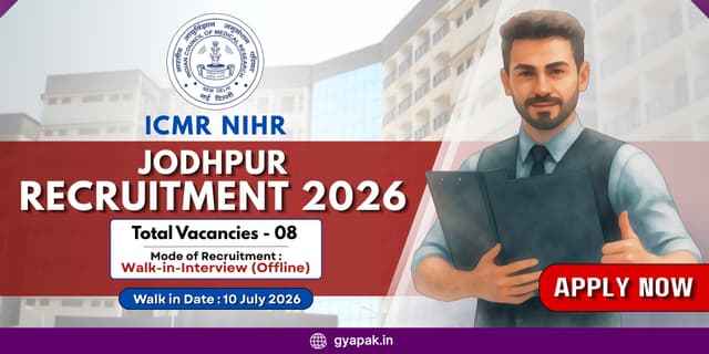 ICMR NIHR Jodhpur Recruitment 2026 | Walk In for 8 Posts banner