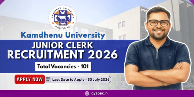 Kamdhenu University Junior Clerk Recruitment 2026 | 101 Vacancies banner