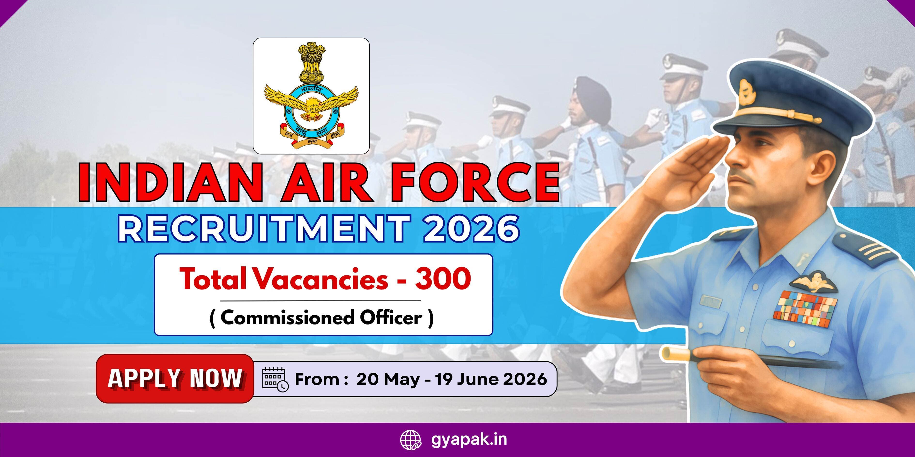 IAF Commissioned Officer Recruitment 2026 | 300 Vacancies