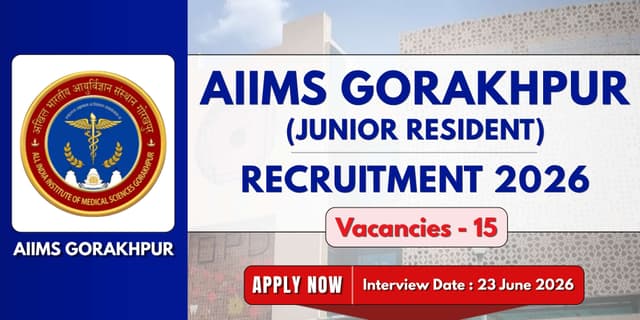 AIIMS Gorakhpur Junior Resident Recruitment 2026 | 15 Vacancies banner