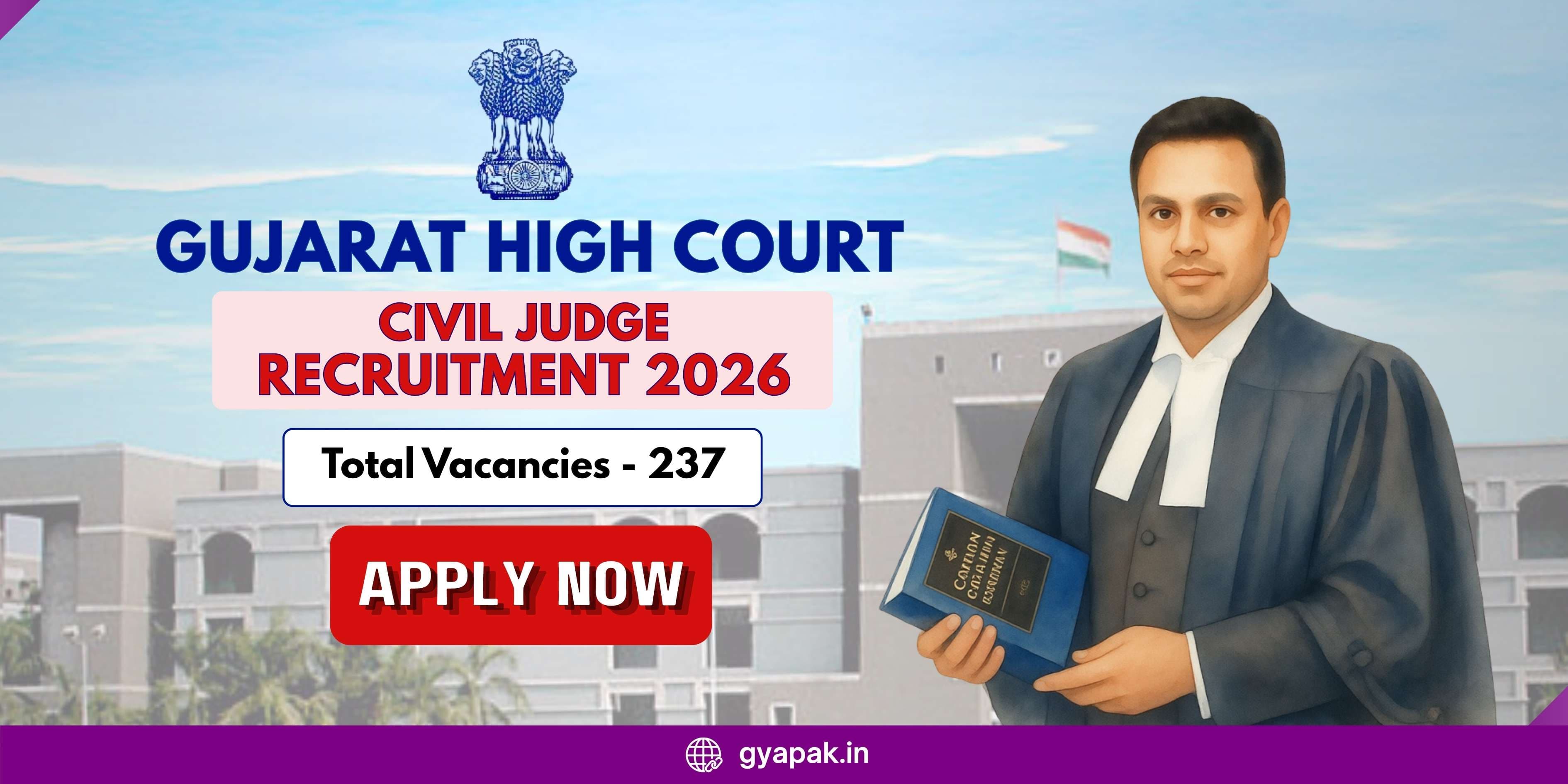 Gujarat High Court Civil Judge Recruitment 2026 | 237 Vacancies