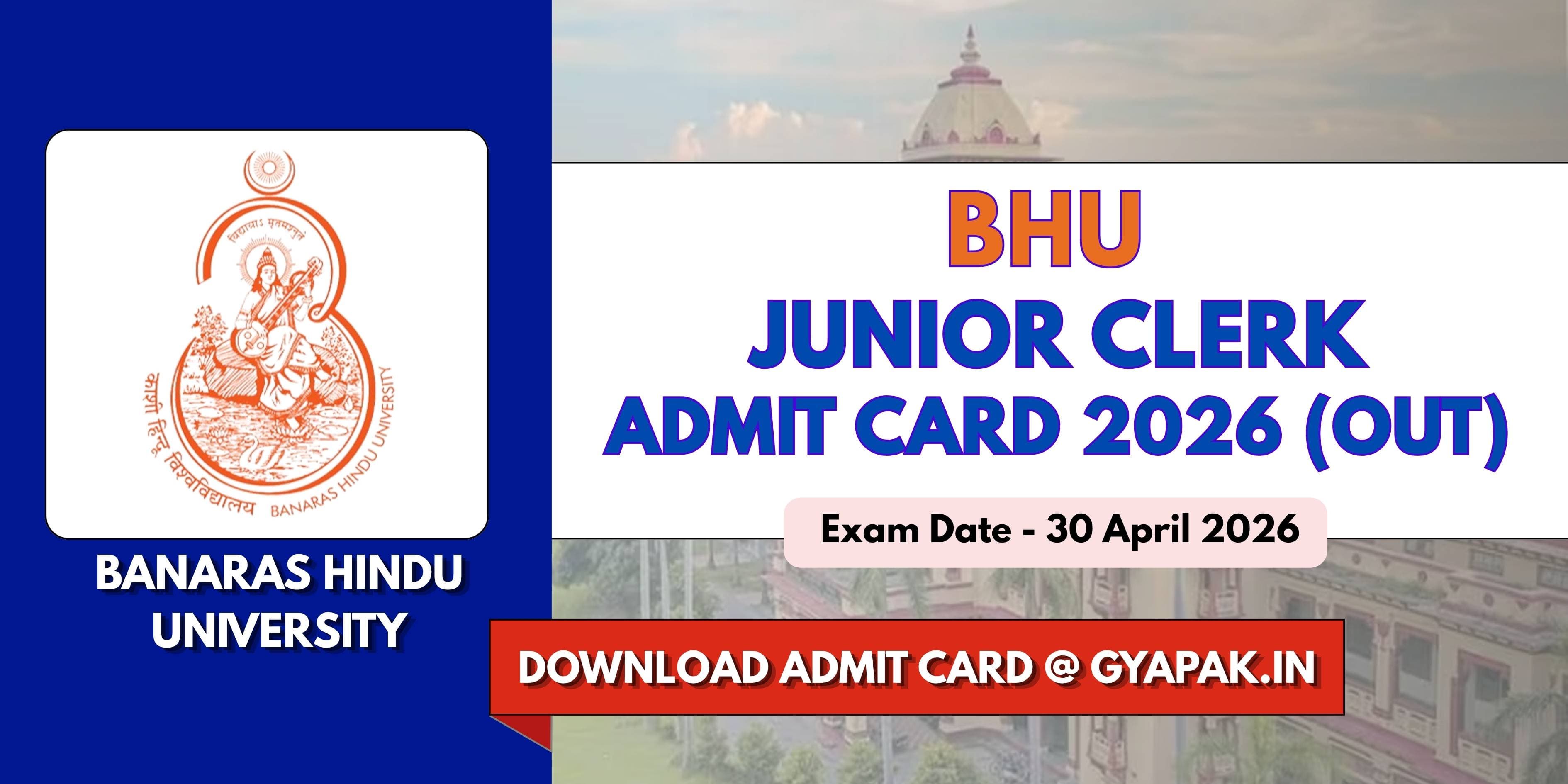 BHU Junior Clerk Admit Card 2026 Out | Download Now