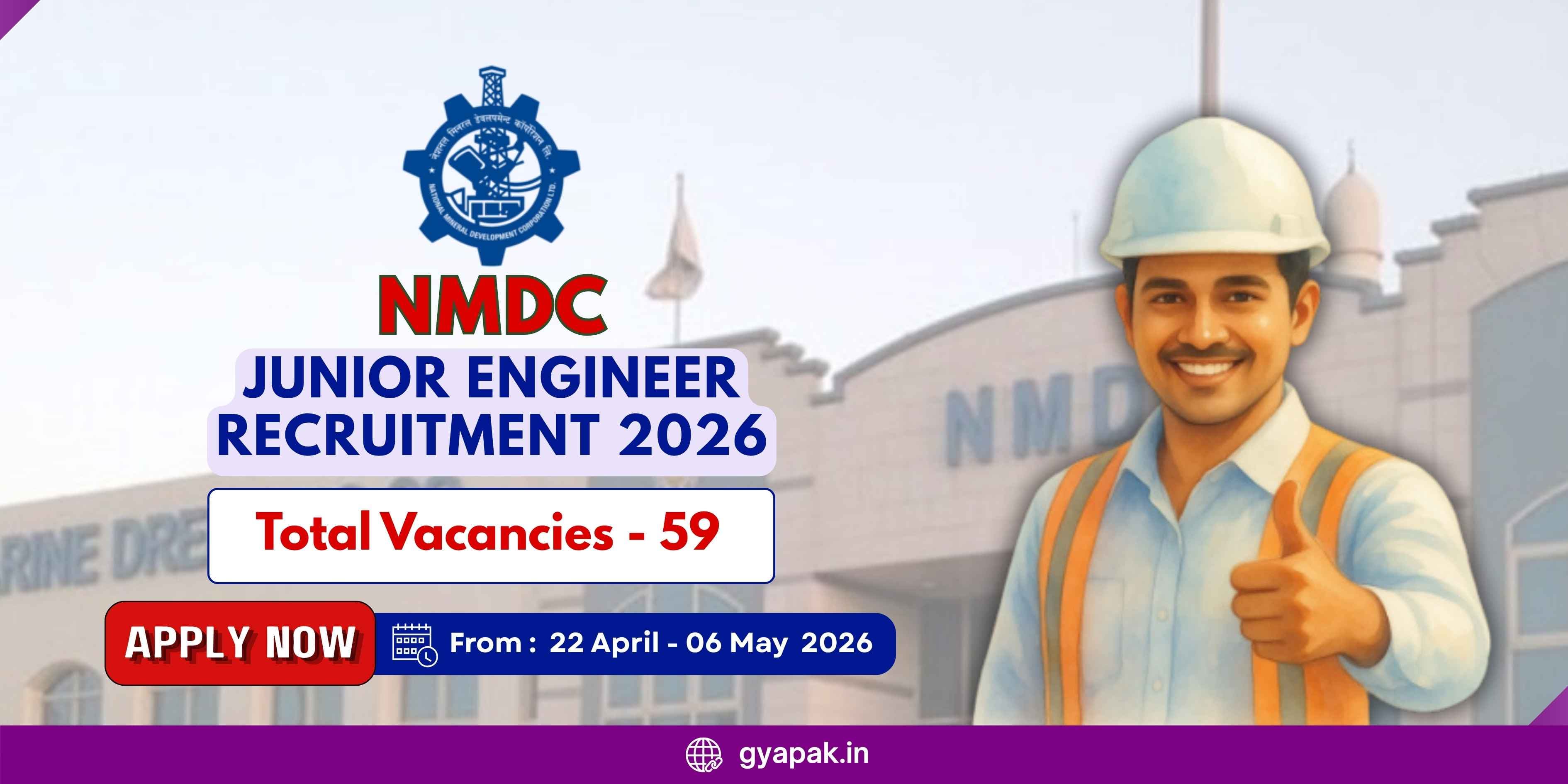 NMDC Junior Engineer Recruitment 2026 | 59 Vacancies 