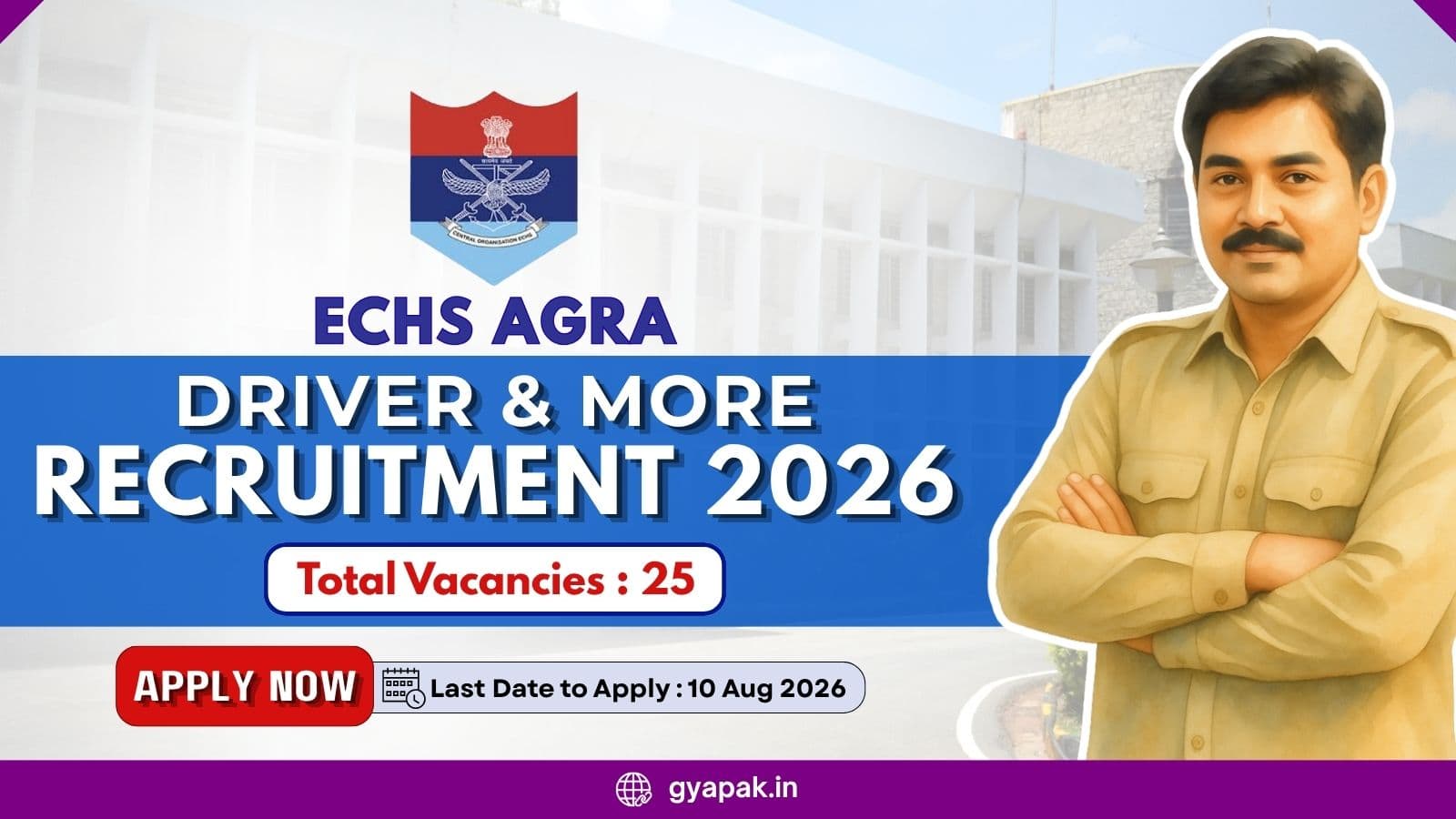 ECHS Agra Driver & More Recruitment 2026 | 25 Vacancies
