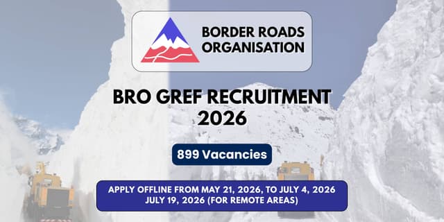 BRO GREF Recruitment 2026 | Apply Offline for 899 Vacancies banner