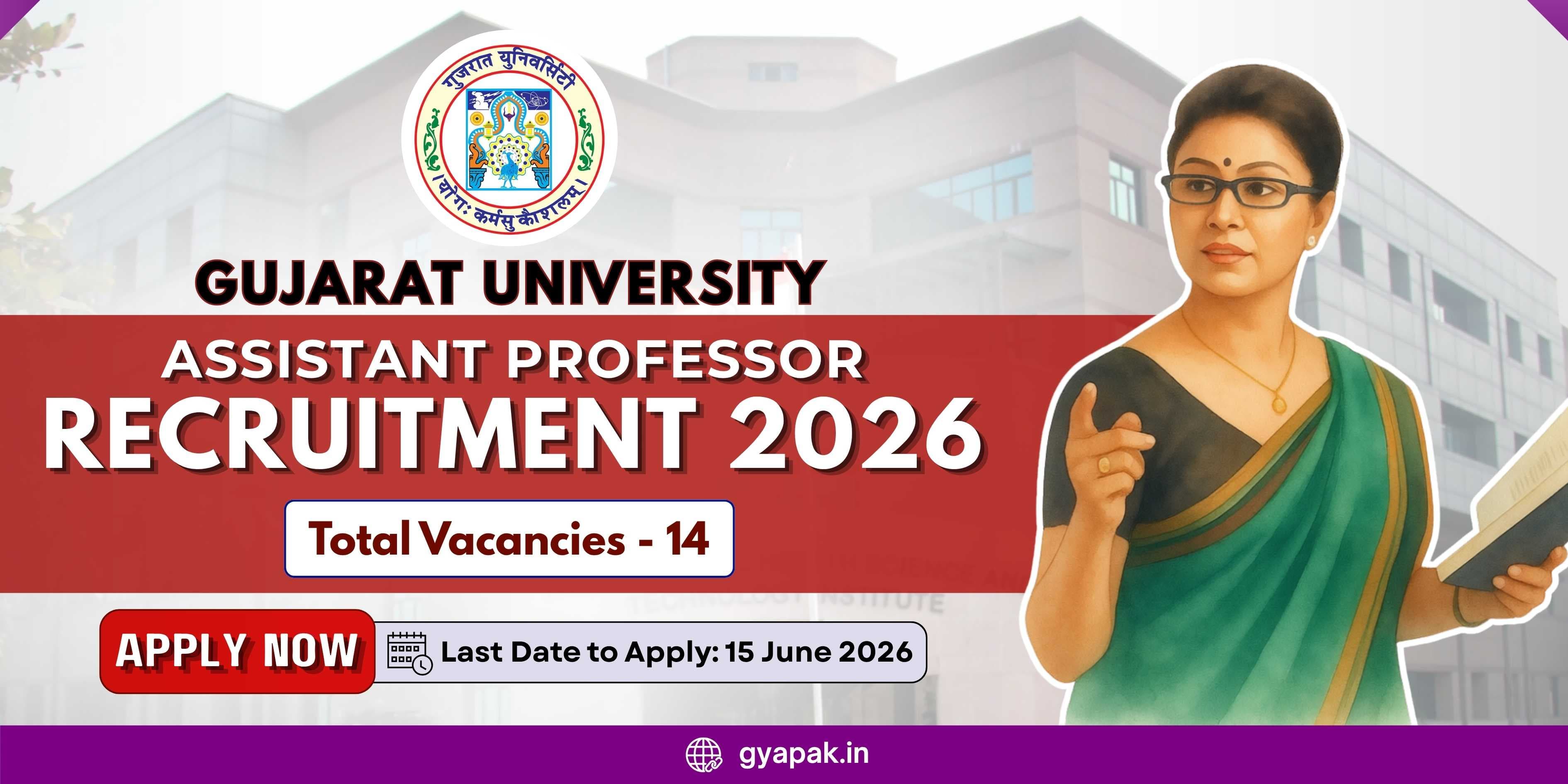 Gujarat University Assistant Professor Recruitment 2026 | 14 Posts