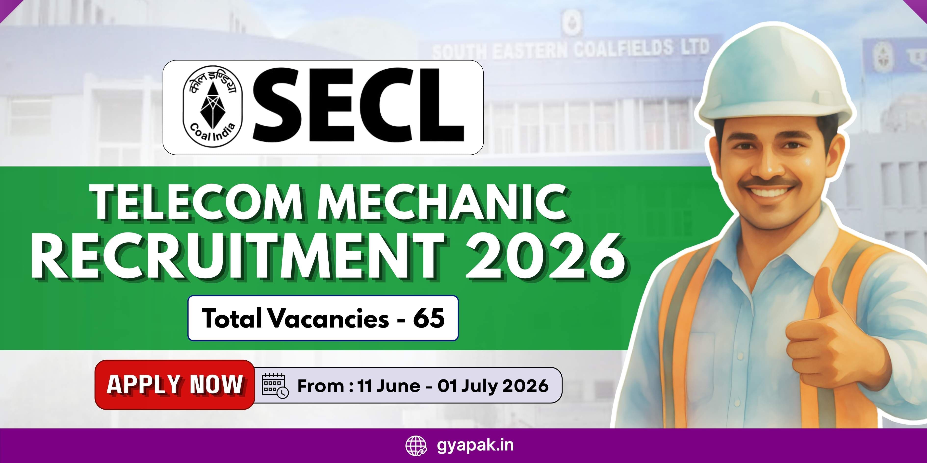 SECL Telecom Mechanic Recruitment 2026 | 65 Vacancies