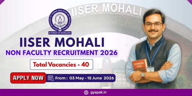 IISER Mohali Non Faculty Recruitment 2026 | 40 Vacancies banner