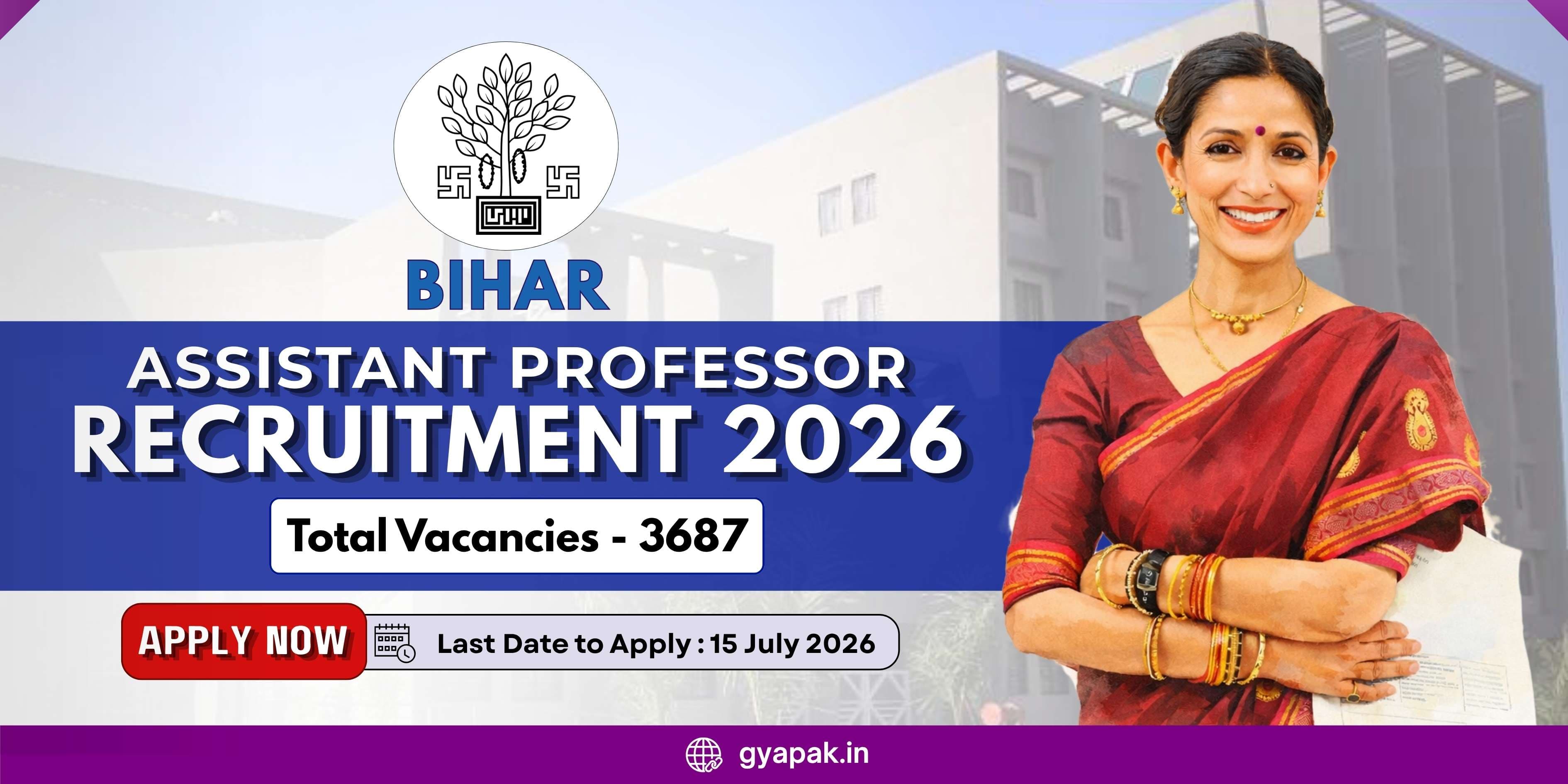 Bihar Assistant Professor Recruitment 2026 | 3687 Vacancies